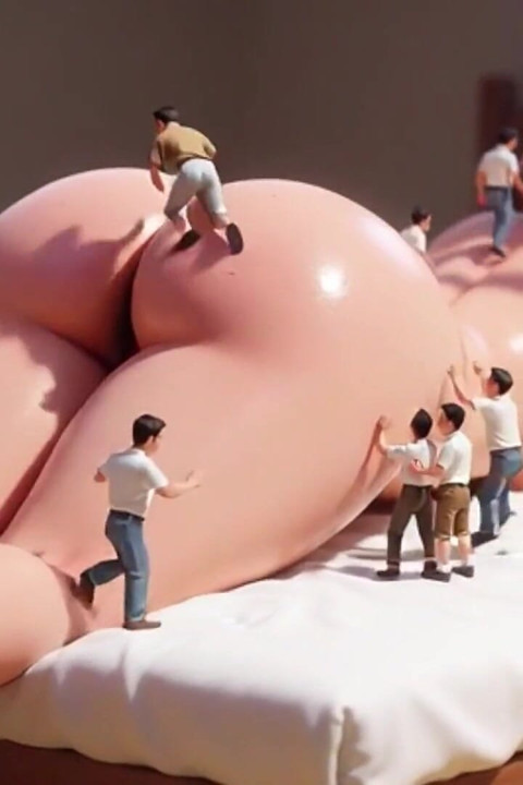 Giantess Body Explored by Tiny Men - Wet Pussy Arousal