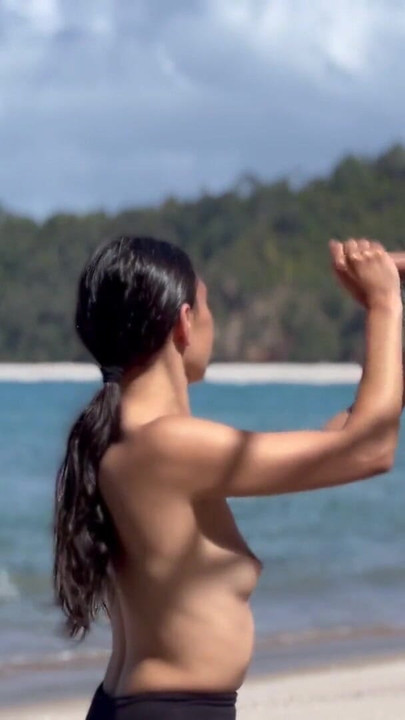 Petite brunette sucks BWC on a beach! Whoopsy-Kiwi | Clip 1