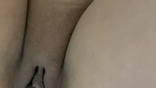 Close up dildo in big clit hairless pussy