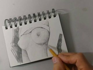 Las tetas de Abella Danger dibujando arte desnudo