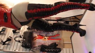 Pleaser-Delight PVC Outfit PVC Thigh High Platform Boots.