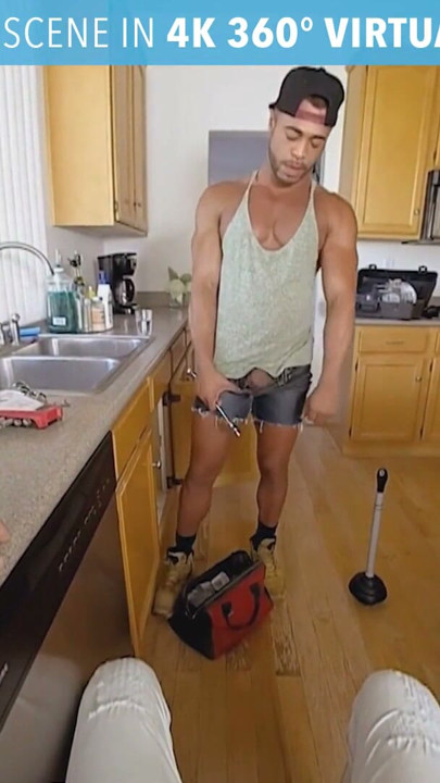 VRB GAY Black Muscle Plumber Masturbating At Work | Clip 1