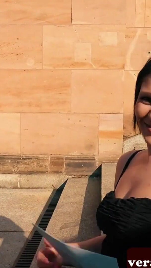 German natural teen next door try real public blind date | Clip 1