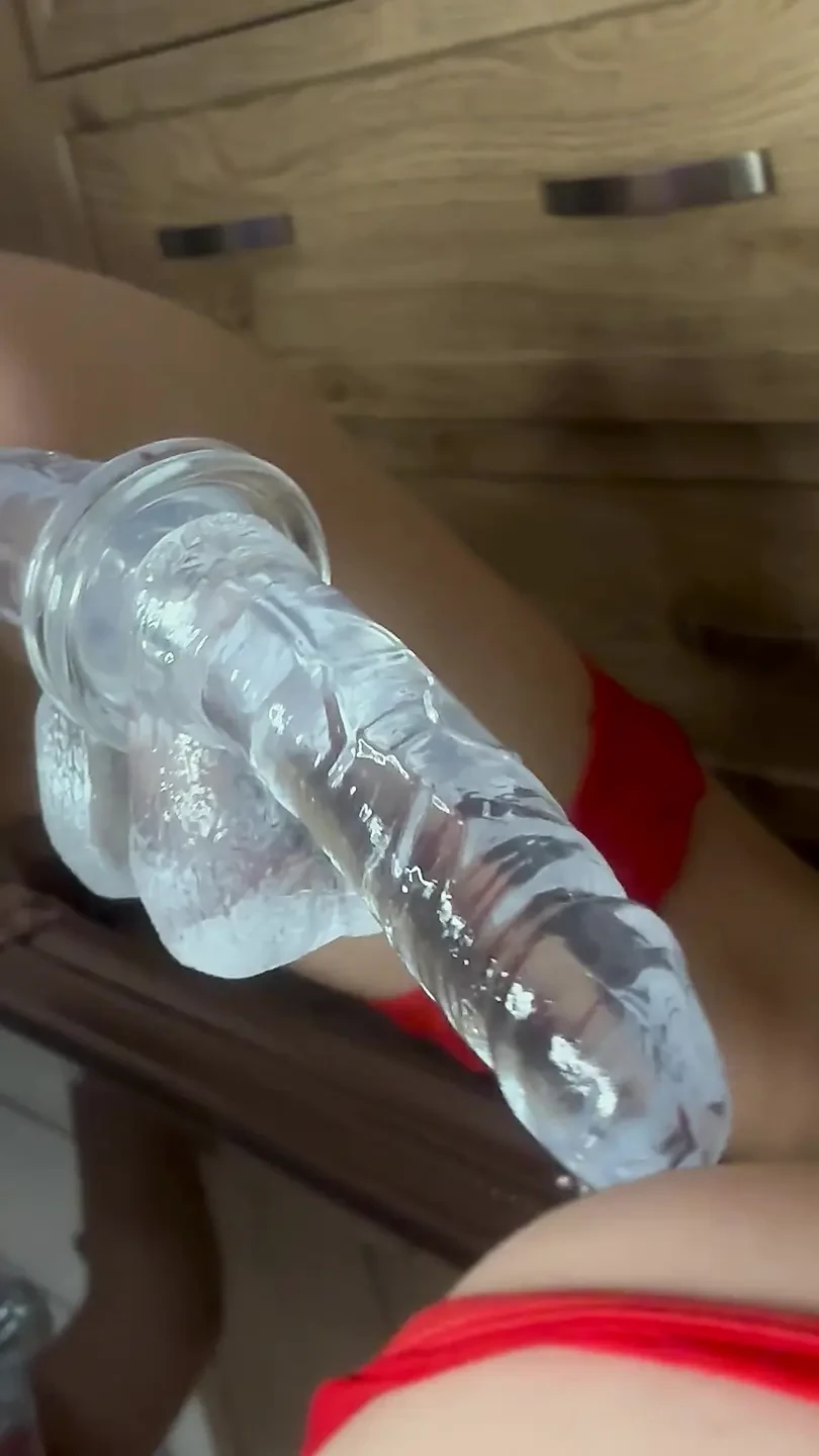 New toy teasing her wet pussy