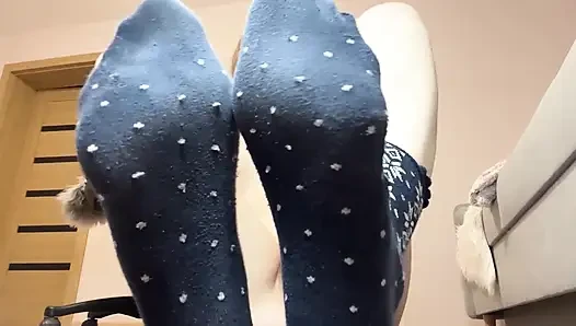 Pulling off My Socks and Massaging My Foot with Hands