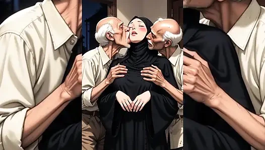 Hijabi Muslim Babes Degraded & Ravaged by Ugly Fat Dirty Old Men – Squeezed, Kissed, Fucked Hard Part 2