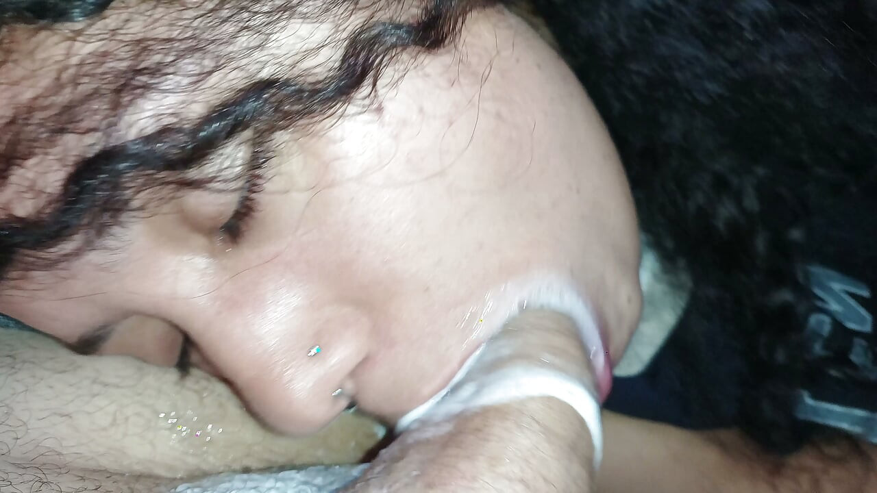 POV: Underneath the cuckold's balls, heavy with lust, that little mouth sucks him to orgasm.