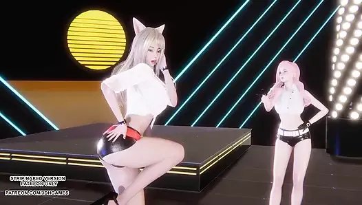 Mmd girl crush - oppa, ¿confías en mí? Sexy kpop dance ahri seraphine 4k league of legends hentai