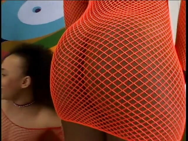 Ebony teens fuck each other hard with dildos in steamy black group action
