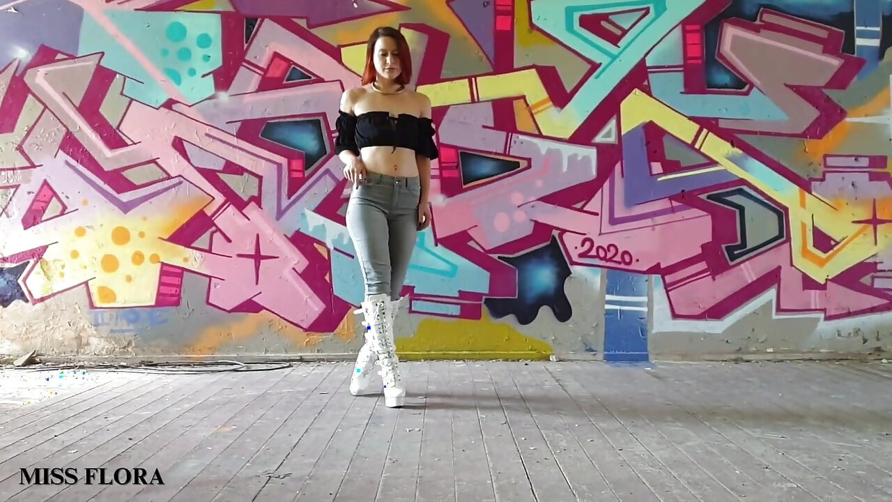 Walking and Teasing in My White Boots - Parts 1 and 2