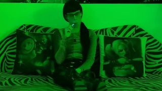 Sexy teen domina super goth smoking behind the scene pt1