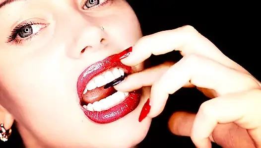 Hookah smoking  & glossy lipstick fetish & smelling & teasing & kissing