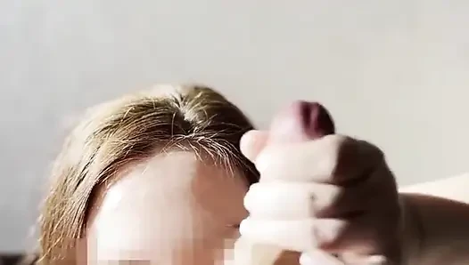 Sensual Cock Massage and Ball Licking - Provoked a Huge Cumshot! Handjob From the Beauty Julia