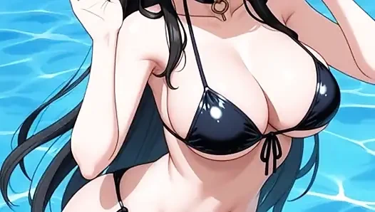 Stepmother seduces stepson with videos in a swimming pool while wearing a swimsuit - JOI dirty language