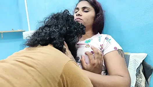 Boobs press with pussy lick romance in skirt
