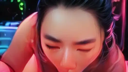 Аниме-подруга сосет большой белый член в реальной жизни - минет с оральным кримпаем в видео от первого лица