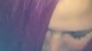 White BBW with purple hair blowjob