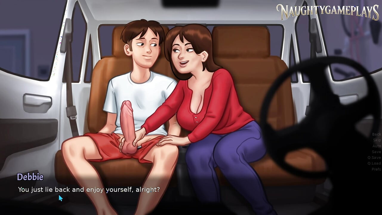 Summertime Saga Part 50 By DarkCookie, Horny busty milf strokes and rubs big cock, 3D Game