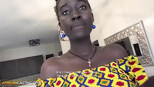 Experienced EBONY MILF begged for ROUGH sex... SWALLOWED CUM while forgetting her life at home