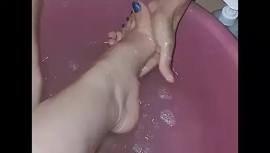 Cleaning my wife feet