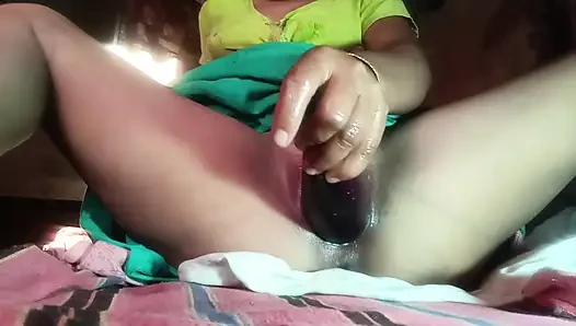 2 Month Not Touch Pussy Stretching with Big Eggplant