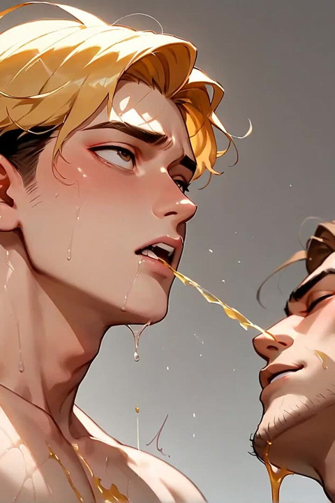 Golden Glory: Muscular Wet Ass Stretch & Cum Drool