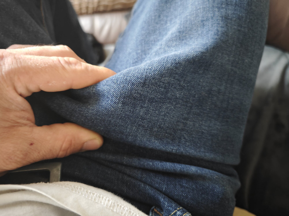 Rubbing cock in Levi's 501 jeans