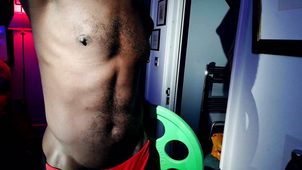 Slowing Stripping Off While Doing My Workout. Flexing My Muscles Body, With My Big Bulge.