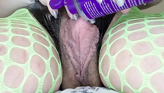 Latex & Green Fishnets Whore: Knotted Dildo Fuck + Wrist Deep Fisting With Hand Dildo, Ends In Orgasm & Desperation Piss Shower