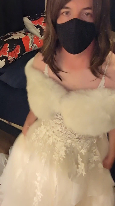 Emotional moment from "Making love to bride's luxurious wedding gown and white fur shawl"