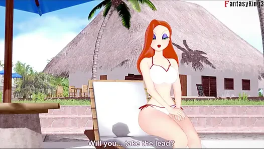 Jessica Rabbit blowjob in public pool