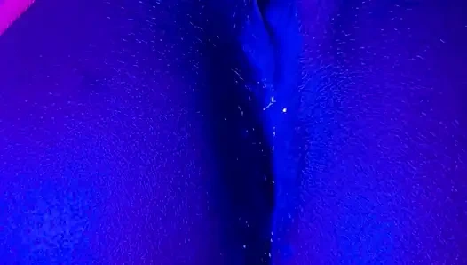 Ebony Goddess Leaking: Neon Thong & Dildo Squirt
