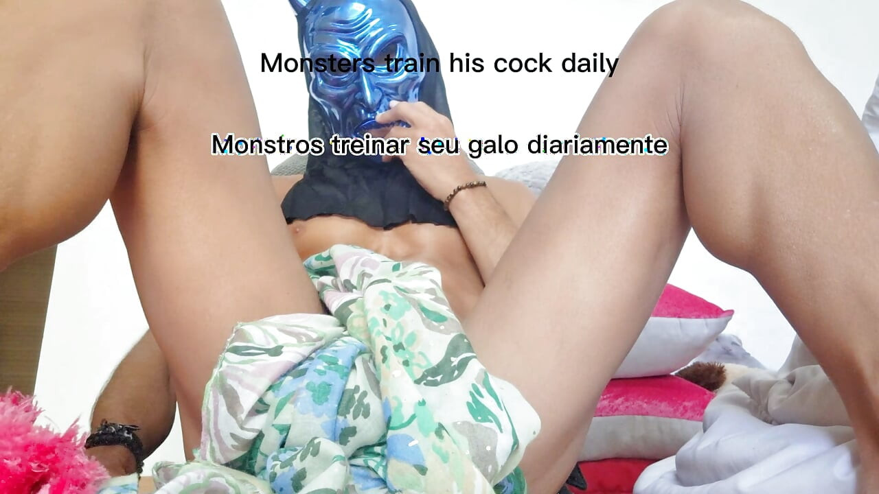 Halloween Monster Mask Teaches Hard Cock Exercise - How to Get a Stronger, Rock Hard Dick & Cums Twice While Training