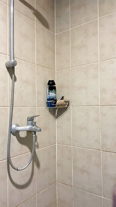 Soaping up a Wet Athletic Body, Pubes in Frame