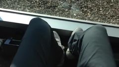 Pissing and Huge Cumshot at the Airport