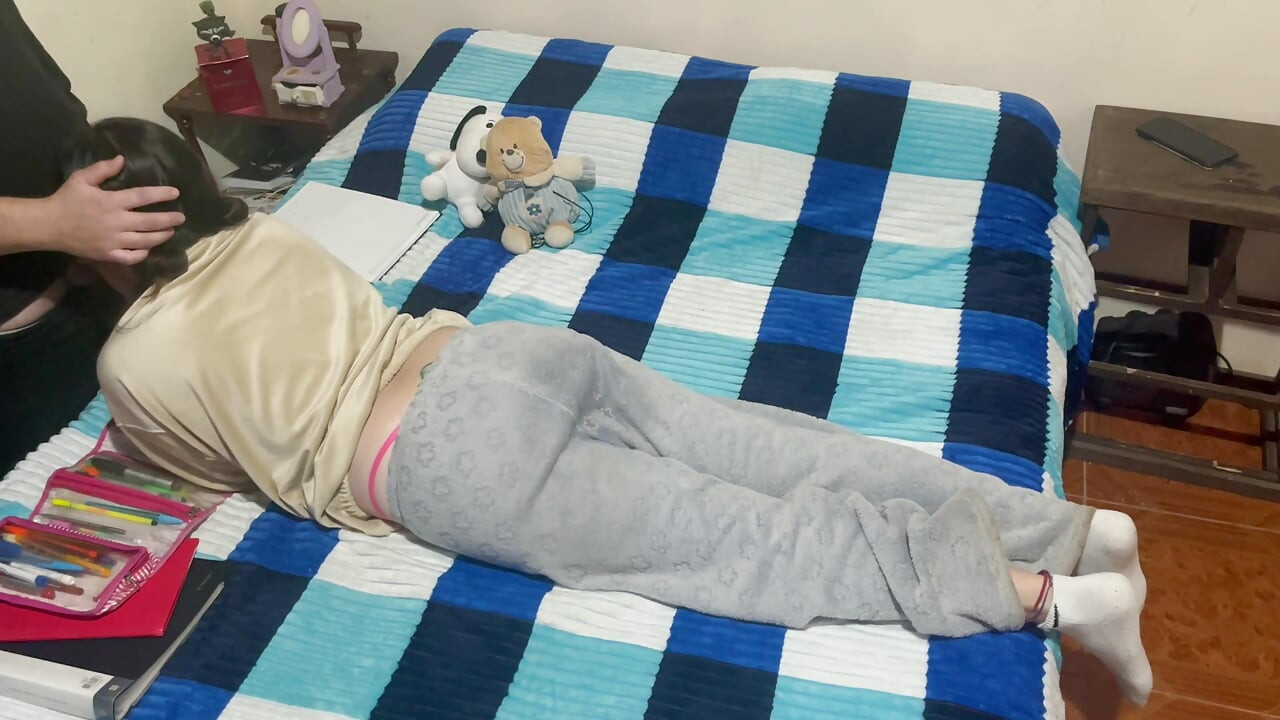 My roommate wants to do her homework, but she never says no to my penis.