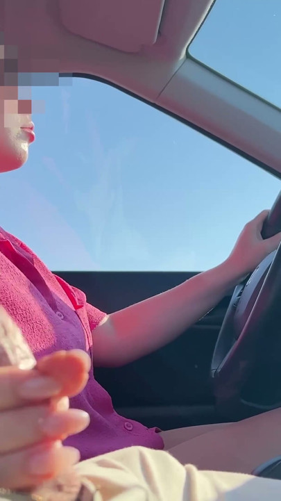 Risky Driving Handjob – Stroking Him While Steering | Clip 1