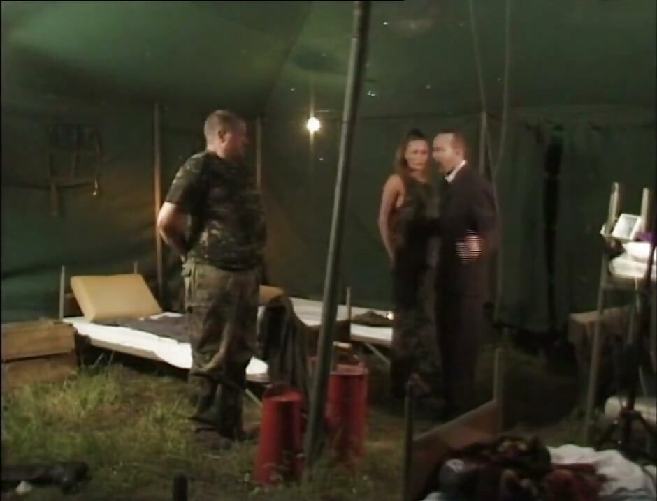 Brunette Horny Military Slut Suck a Big Hard Cock of Her Boss