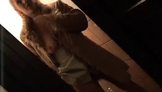 This Beautiful Busty Girl Masturbates on the Street and Gives a Blowjob at Home