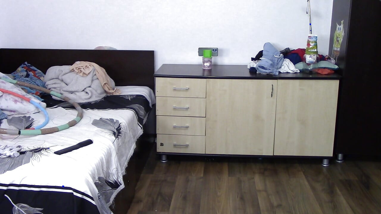 Sexy wife workout at home naked.