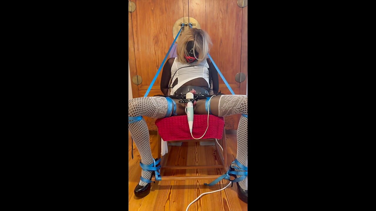 Nylon Toy Doll Chairtied and Milked by MagicWand