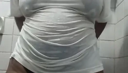 Horny milf in wet tshirt