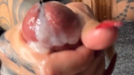 Mistress fucks urethra with her long nails. BDSM