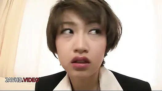 Akina Hara Gets Cream-Pied After Sizzling Asian Blowjob Threesome Action