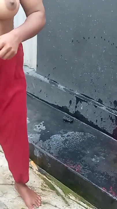 Amateur Desi Hot Step Mom Big Ass Big Nipple Outdoor Shower Exclusive Scene Captured By Her Step Son | Clip 3