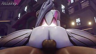 Widowmaker cavalgando bbc com um plug anal na bunda