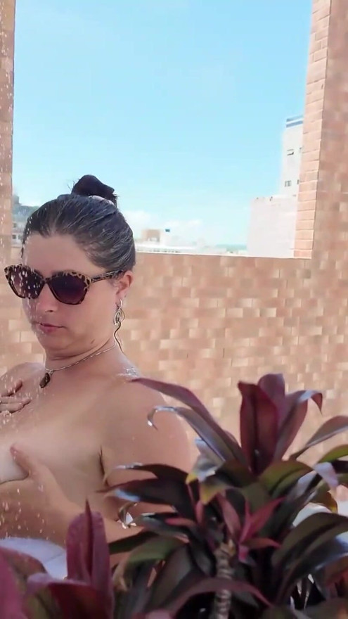 stepMom seduced her stepson in a public pool &amp; blowjob | Clip 1