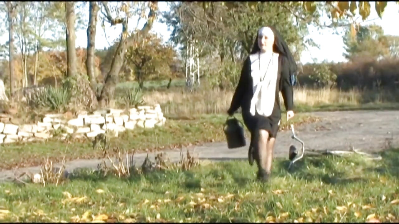 Hot nun fingering her pussy has a hard anal fuck