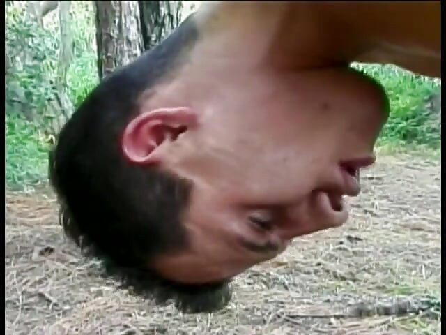 Nasty dude like when his shemale girlfriend Katia lick his chocolate eye before polishing it with her schloeng in the forest