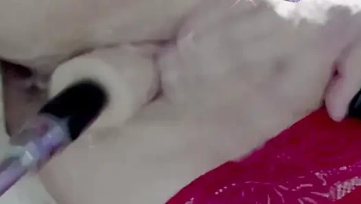 Very Wet Pussy Close-up, Vibrator on Clit, Fuck Pussy Sex Machine